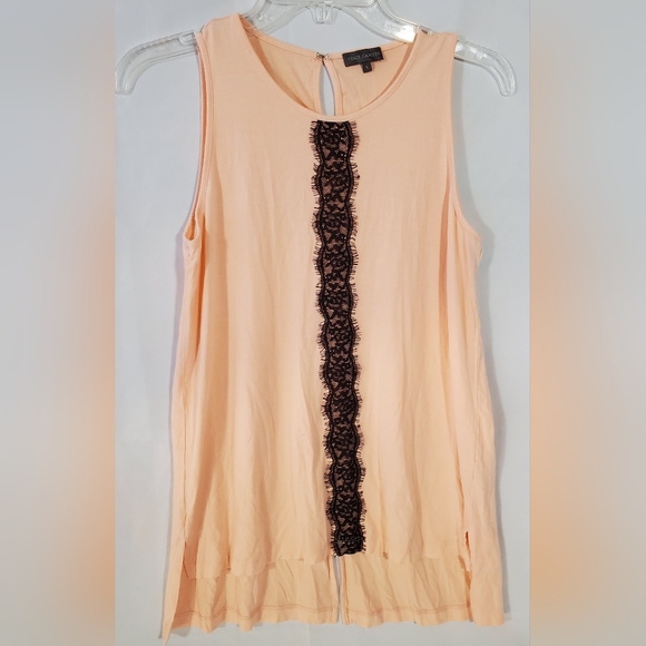 Vince Camuto Women's Sleeveless Henley Tunic Top - Polyester With Mandarin Collar